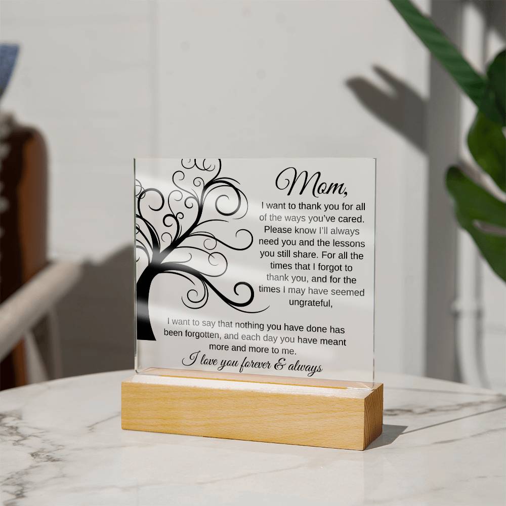 Thank You For All The Ways You've Cared | Square Acrylic Plaque