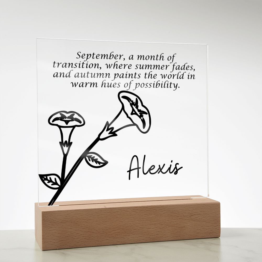 Personalized September Birth Month Flower | Acrylic Sign