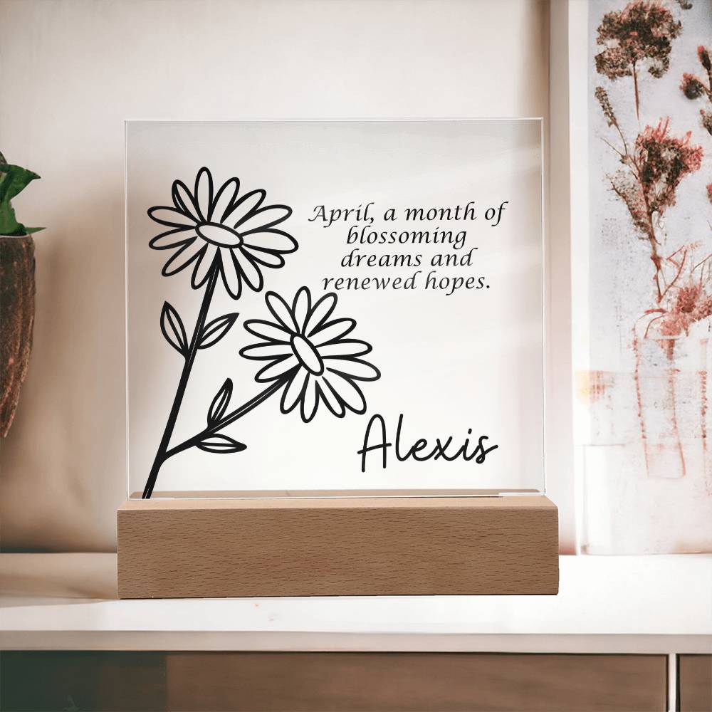 Personalized April Birth Month Flower | Acrylic Sign