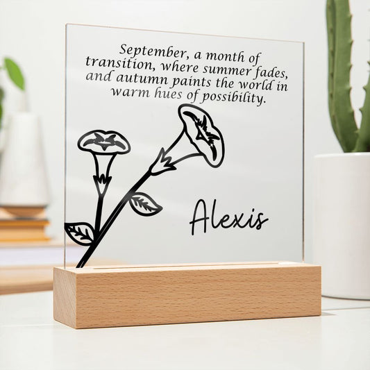 Personalized September Birth Month Flower | Acrylic Sign