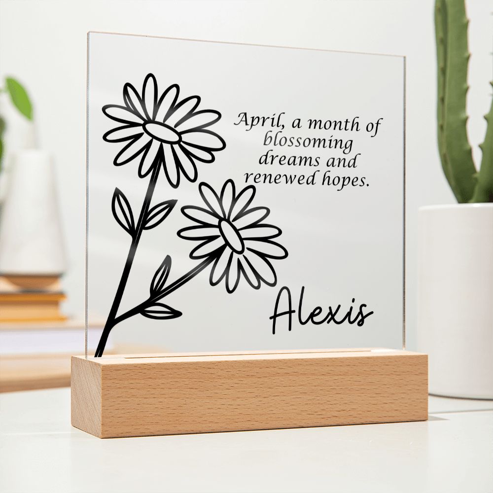 Personalized April Birth Month Flower | Acrylic Sign