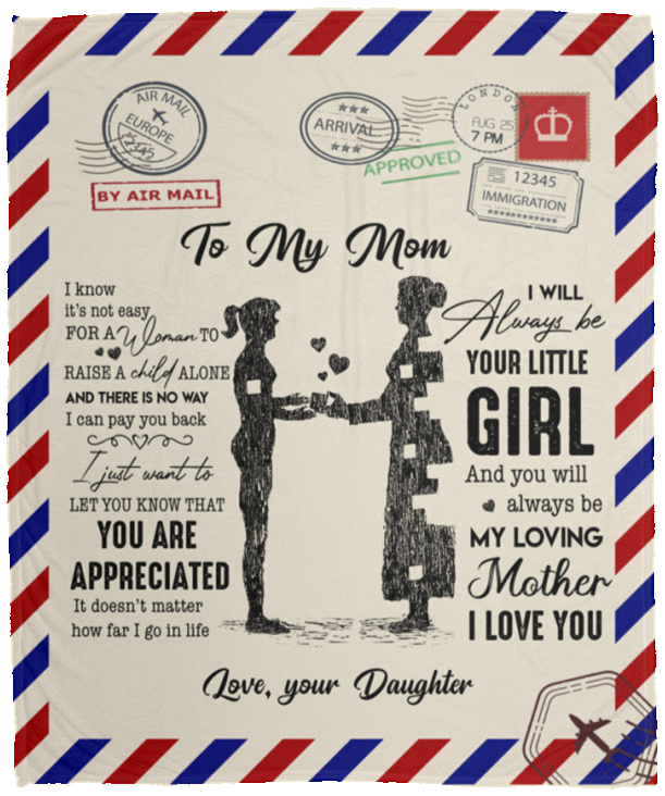 To Mom Love Your Daughter Airmail | Cozy Plush Fleece Blanket