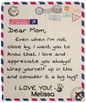 Dear Mom Personalized Airmail I Love You | Cozy Plush Fleece Blanket