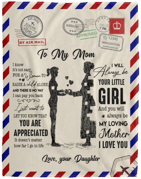To Mom Love Your Daughter Airmail | Cozy Plush Fleece Blanket