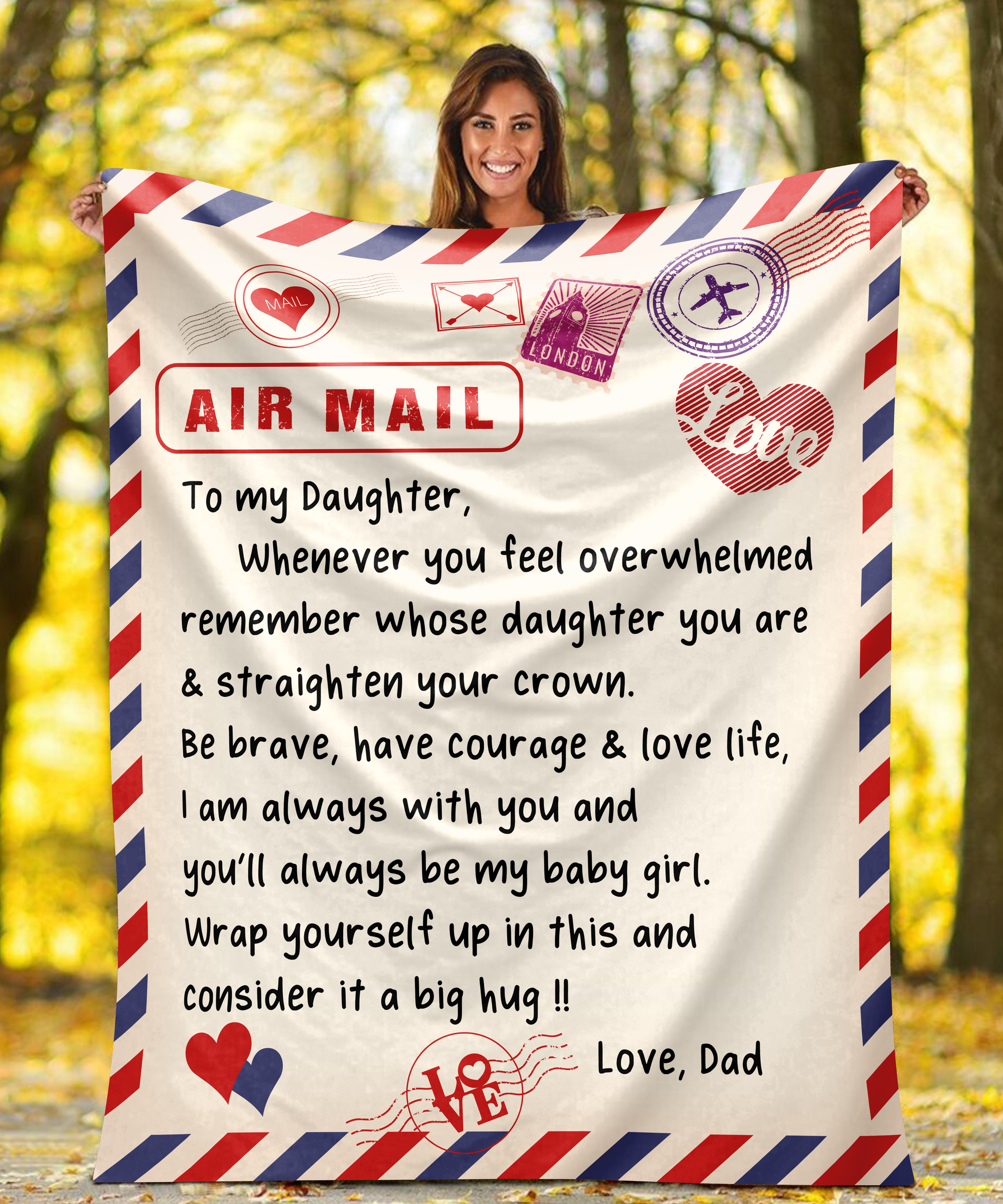 Airmail Blanket To My Daughter Love Dad