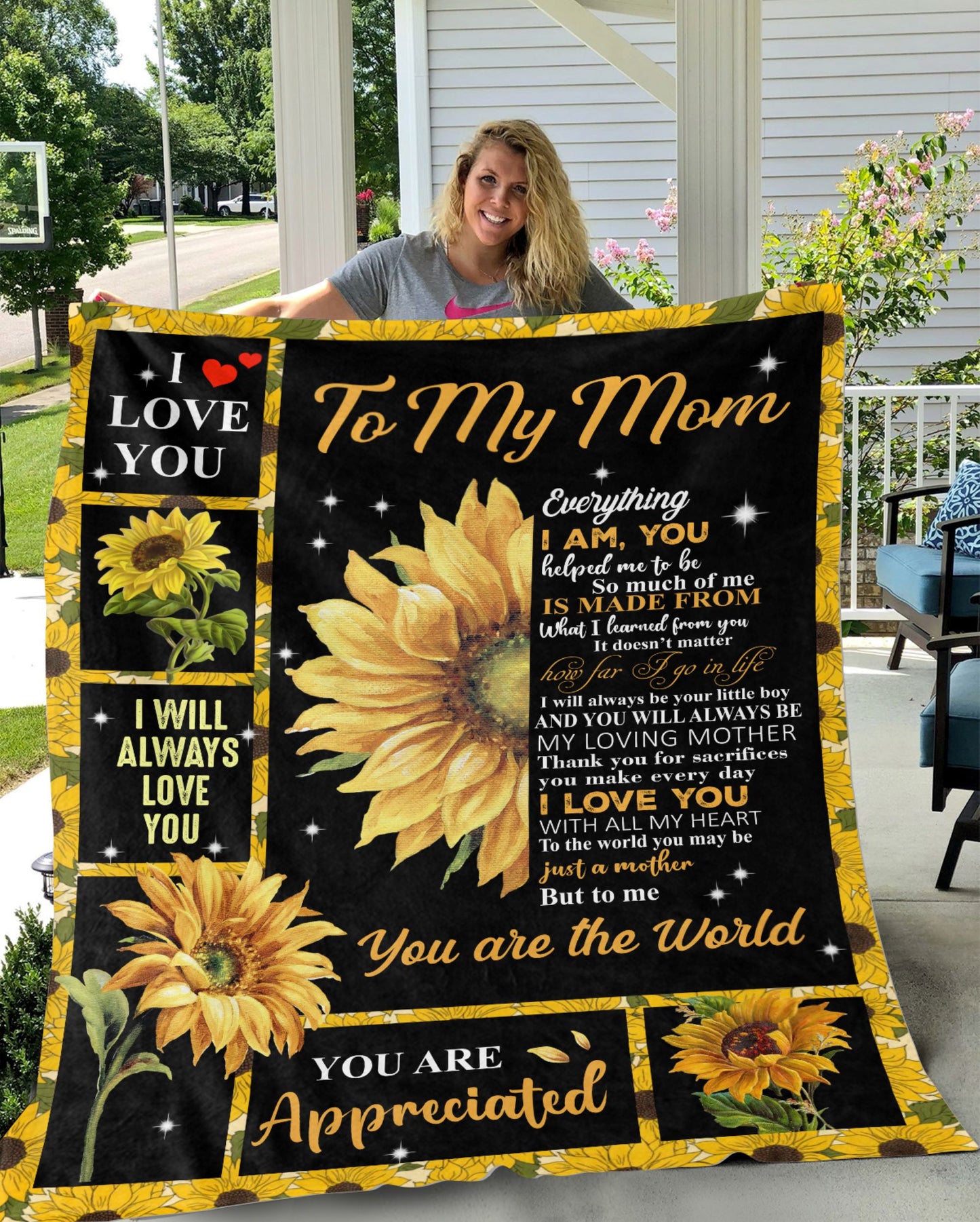 To My Mom from Son Sunflower | Cozy Plush Fleece Blanket