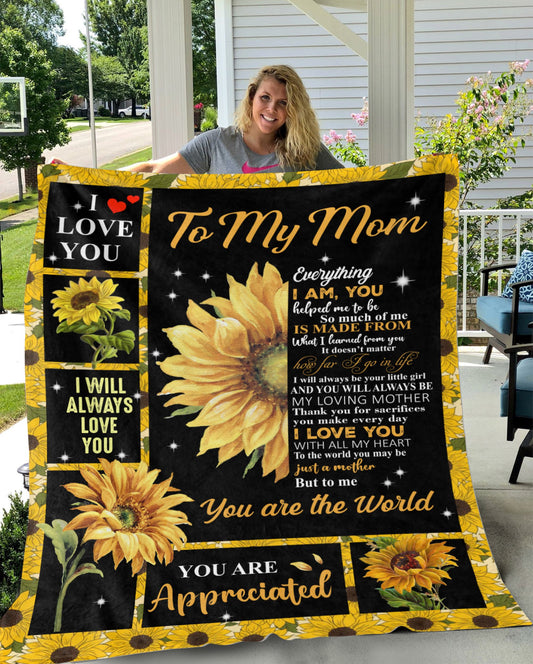 To My Mom From Daughter Sunflower |  Cozy Plush Fleece Blanket