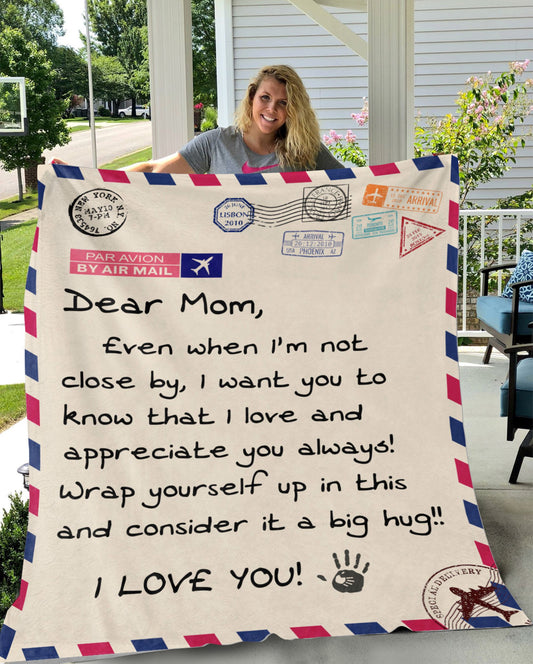 Dear Mom Personalized Airmail I Love You | Cozy Plush Fleece Blanket
