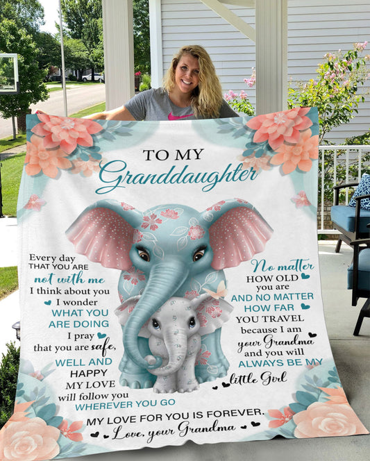 To My Granddaughter Elephants | Cozy Plush Fleece Blanket