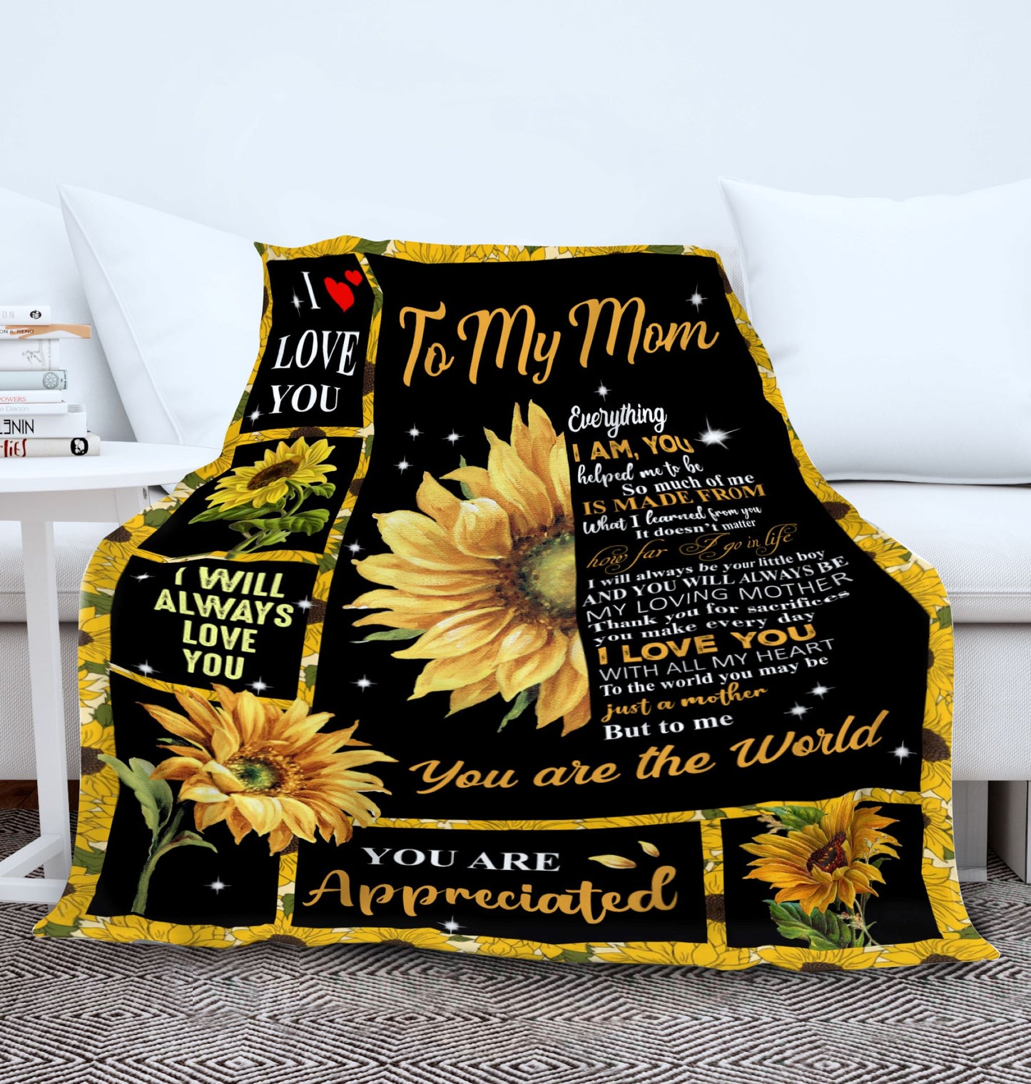 To My Mom from Son Sunflower | Cozy Plush Fleece Blanket
