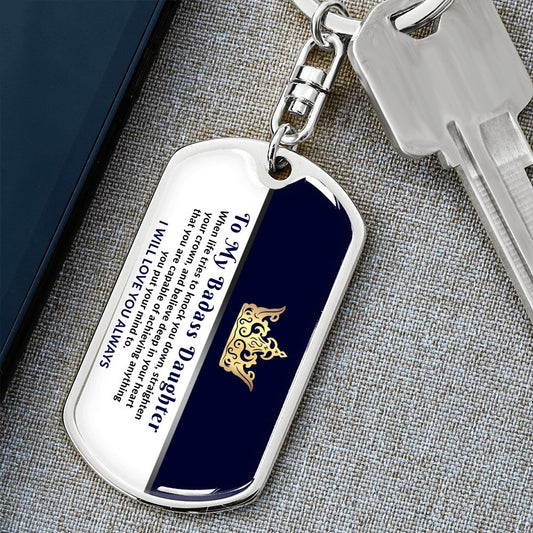 Straighten Your Crown Daughter | Dog Tag Keychain