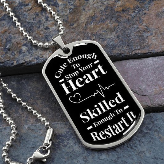 Cute Enough | Dog Tag Necklace Black & White