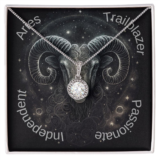 Aries Zodiac sign Ram Image with pendant necklace. Trailblazer, Passionate, Independent
