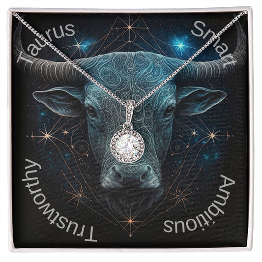 Taurus Zodiac sign bull Image with pendant necklace. Smart, Ambitious, Trustworthy