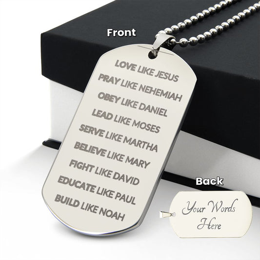 Love Pray Obey | Engraved Dog Tag Necklace