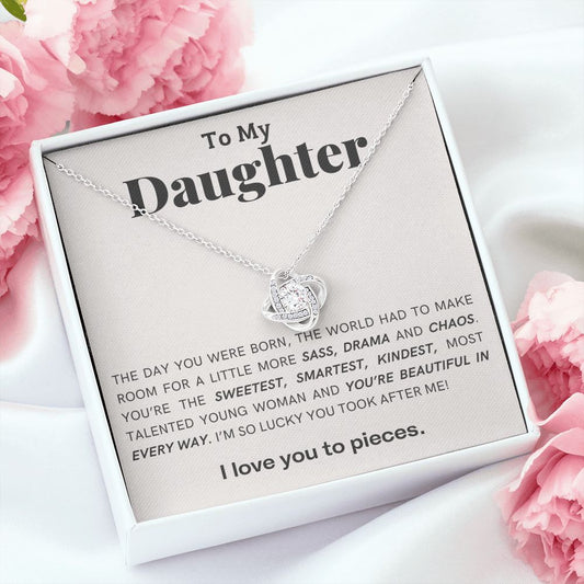 Daughter You're Beautiful in Every Way | Love Knot Necklace