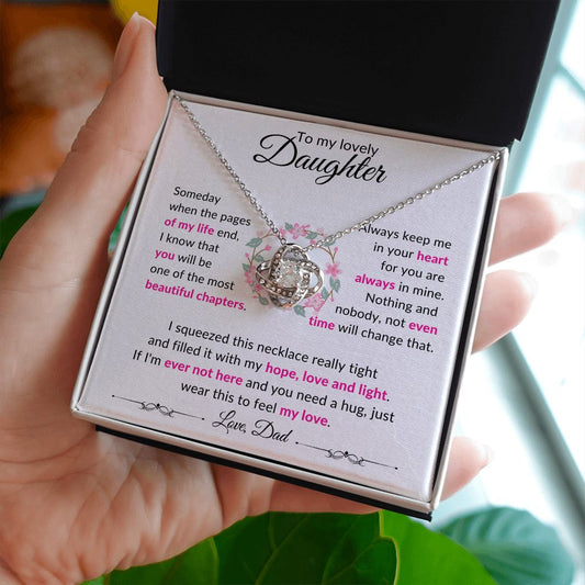 Lovely Daughter from Dad Pink | Love Knot Necklace
