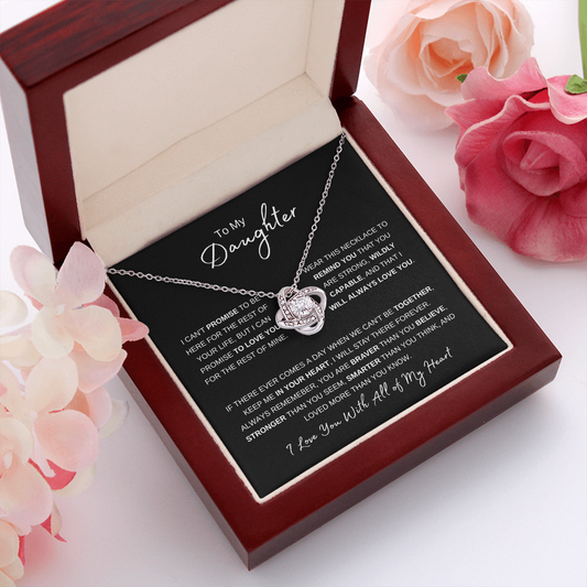 Daughter, I Love You with All of My Heart | Love Knot Necklace Plain Black Card