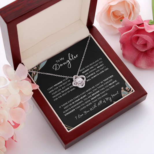 Daughter, I Love You with All of My Heart | Love Knot Necklace Black Card