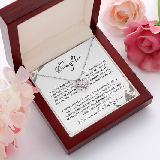 Daughter, I Love You with All of My Heart | Love Knot Necklace White Card