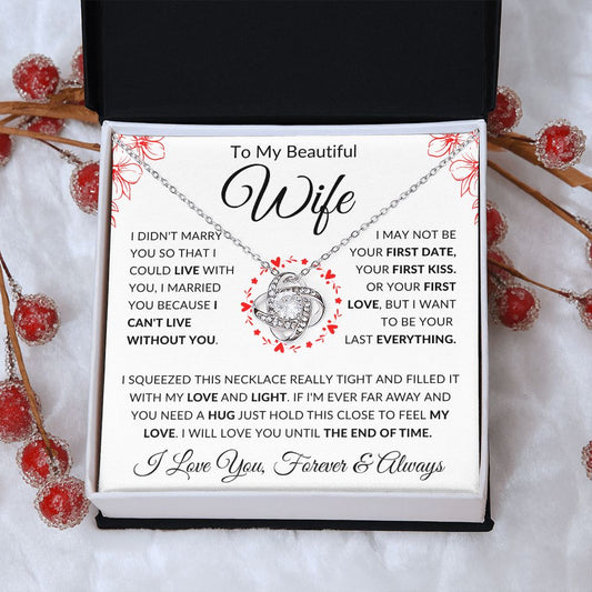 I Can't Live Without You | Love Knot Necklace White Card