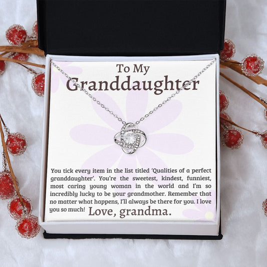 Sweetest, Kindest, Funniest Granddaughter | Love Knot Necklace