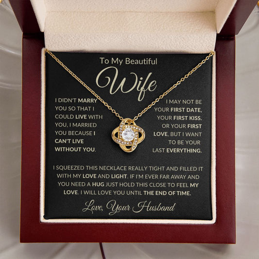 Wife Love & Light | Love Knot Necklace (Black Card)