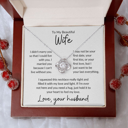 Luxury Bob To My Beautiful Wife Love Knot Necklace