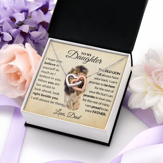 Right Beside You | Daughter Interlocking Hearts Necklace Love Dad