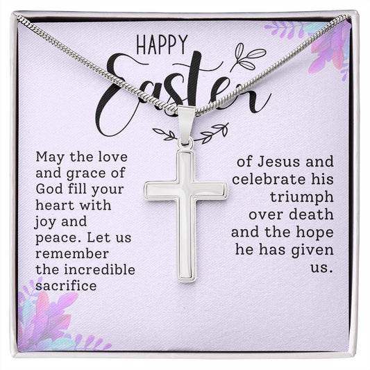 Happy Easter Joy & Peace | Stainless Steel Cross Necklace