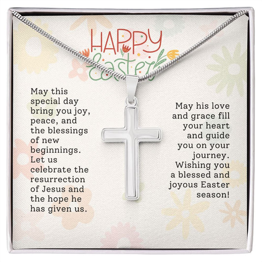 Happy Easter Love & Grace | Stainless Steel Cross Necklace