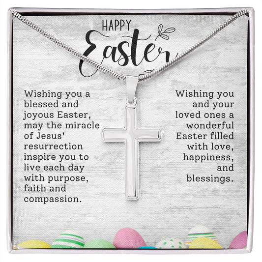Happy Easter Filled with Love | Stainless Steel Cross Necklace